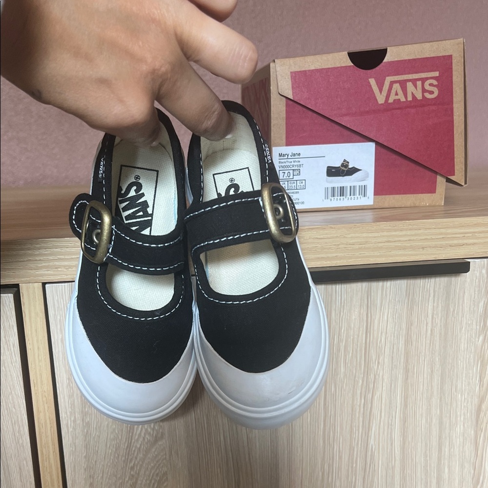 Vans Kids Black and White Mary Jane Sneakers